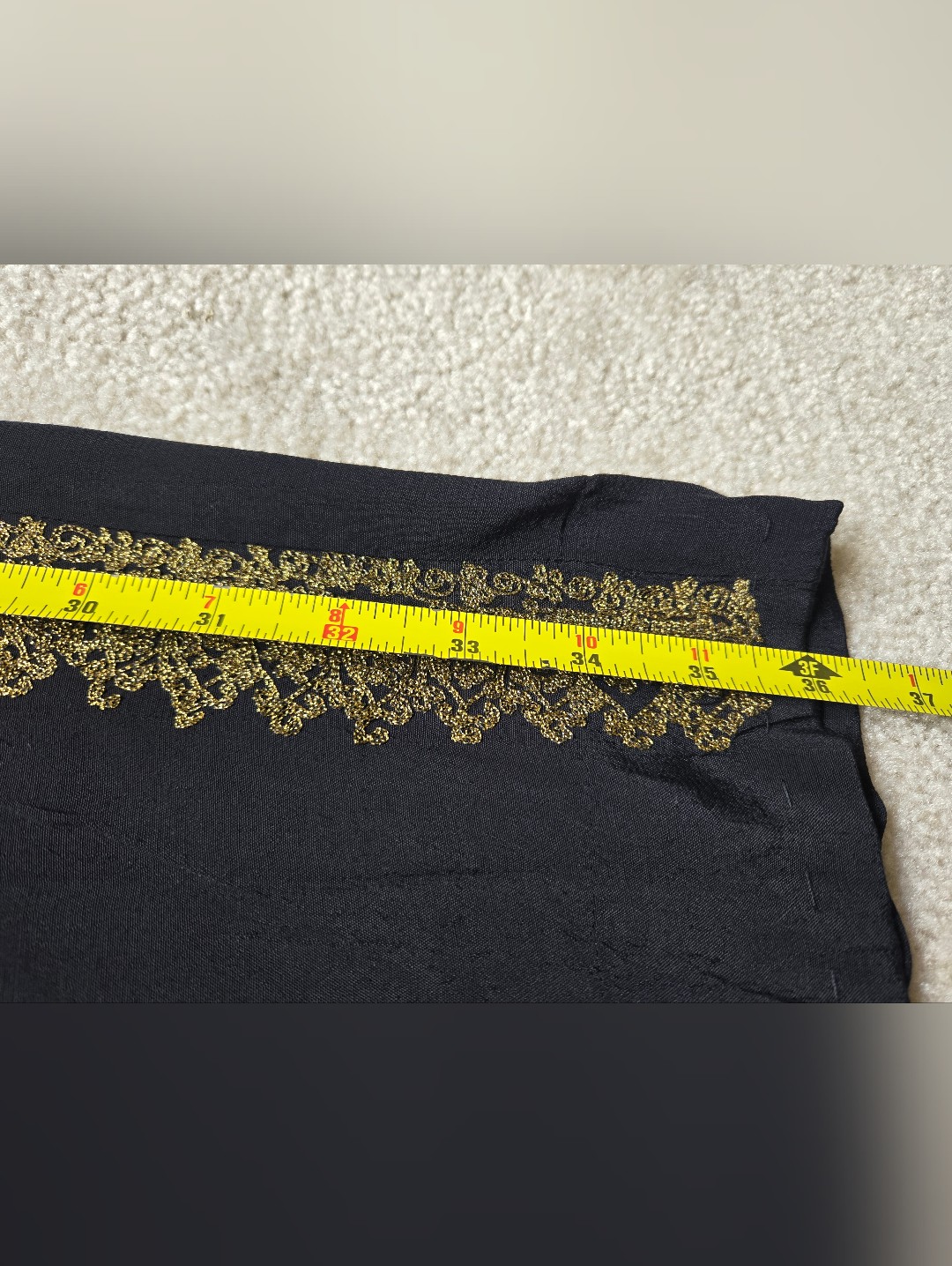 Women's Black Skinny Pants With Gold Lace Trim — image 6 of 8